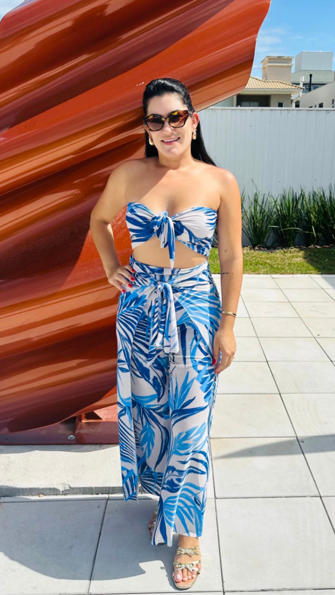 Conjunto Calça/Macacão + Top Estampado
