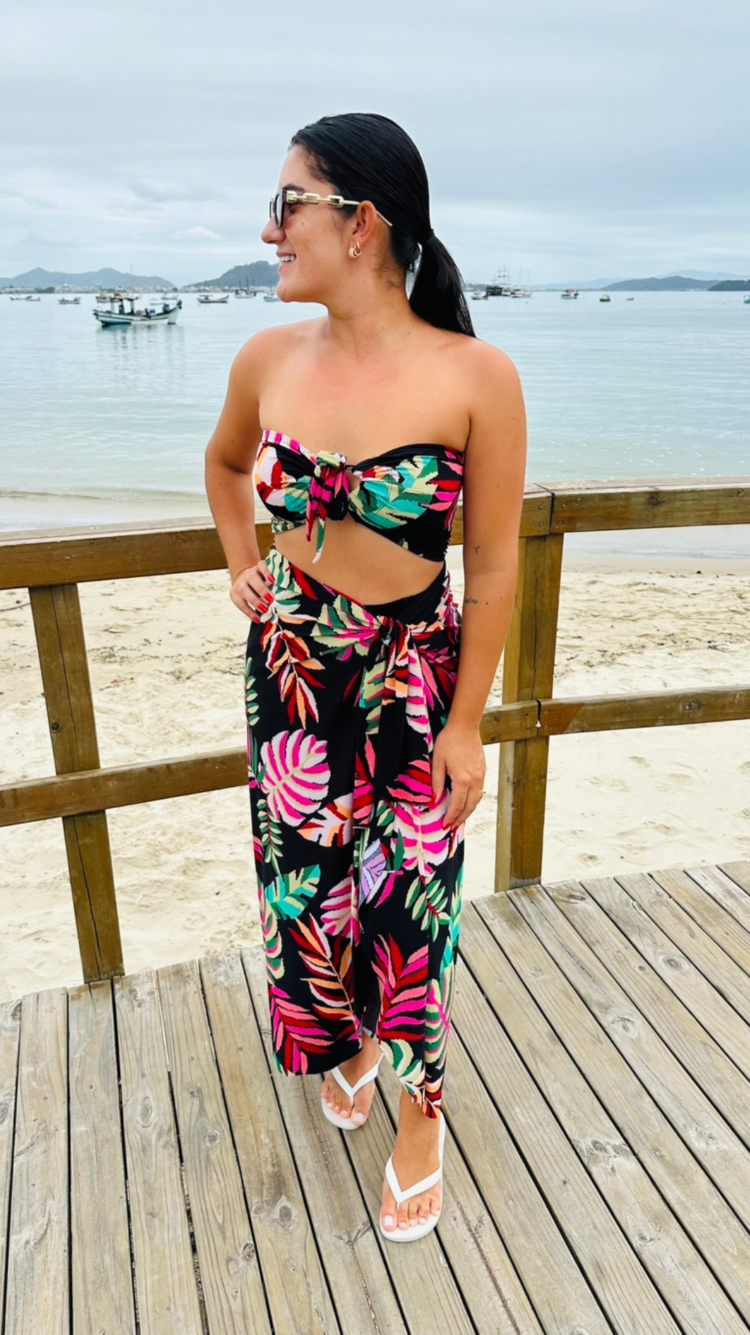Conjunto Saída Longa + Top Estampado