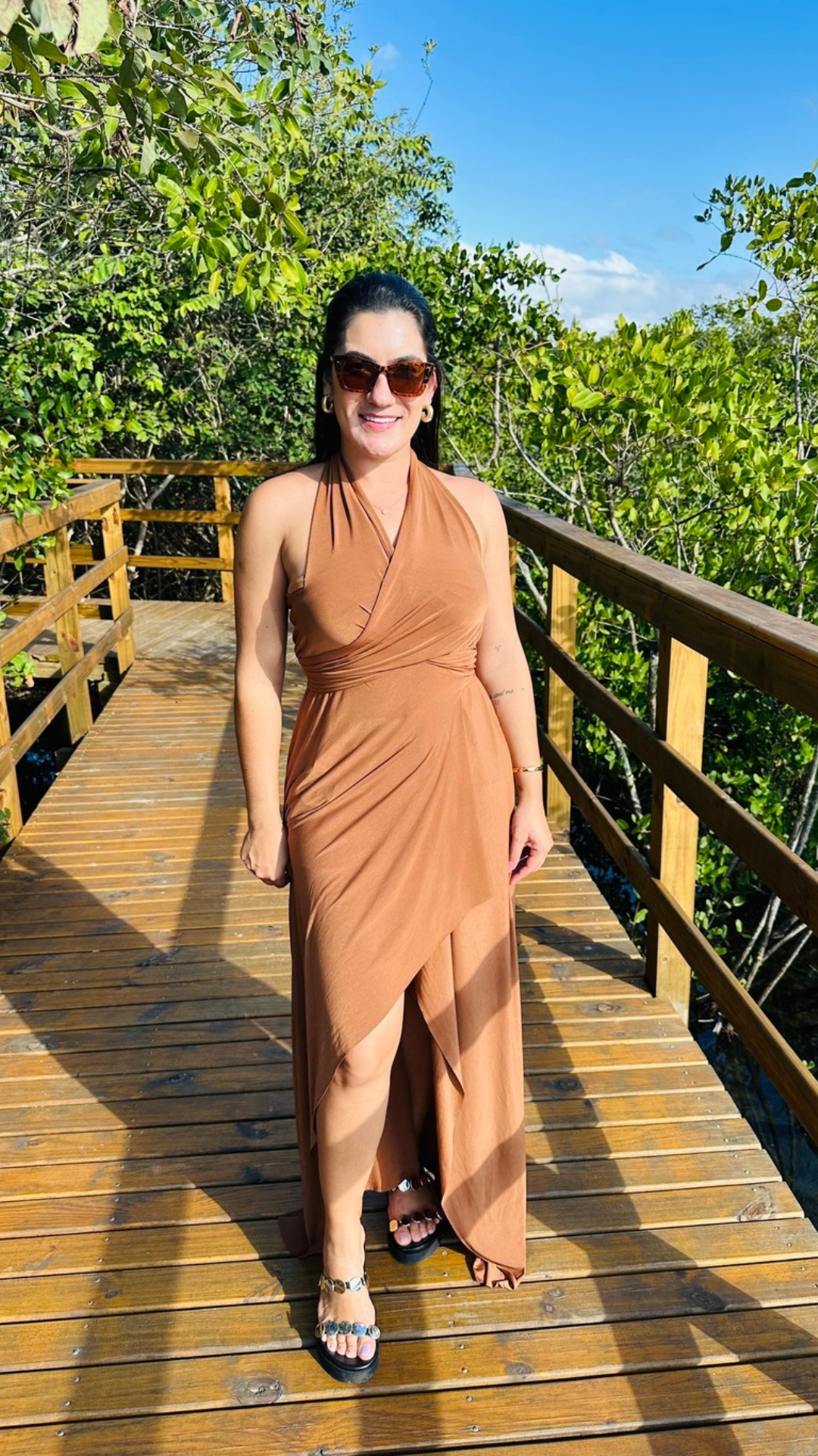 Conjunto Saída Longa + Top Caramelo