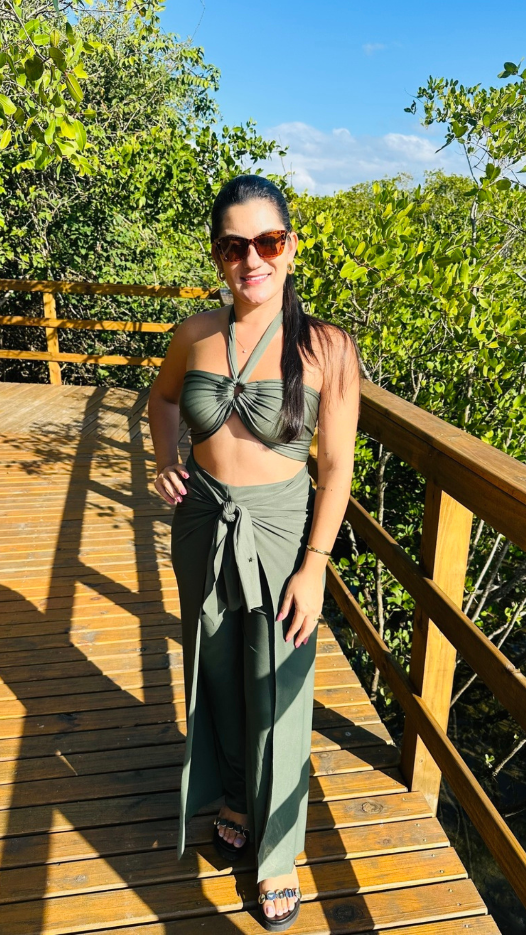 Conjunto Calça + Top Verde militar