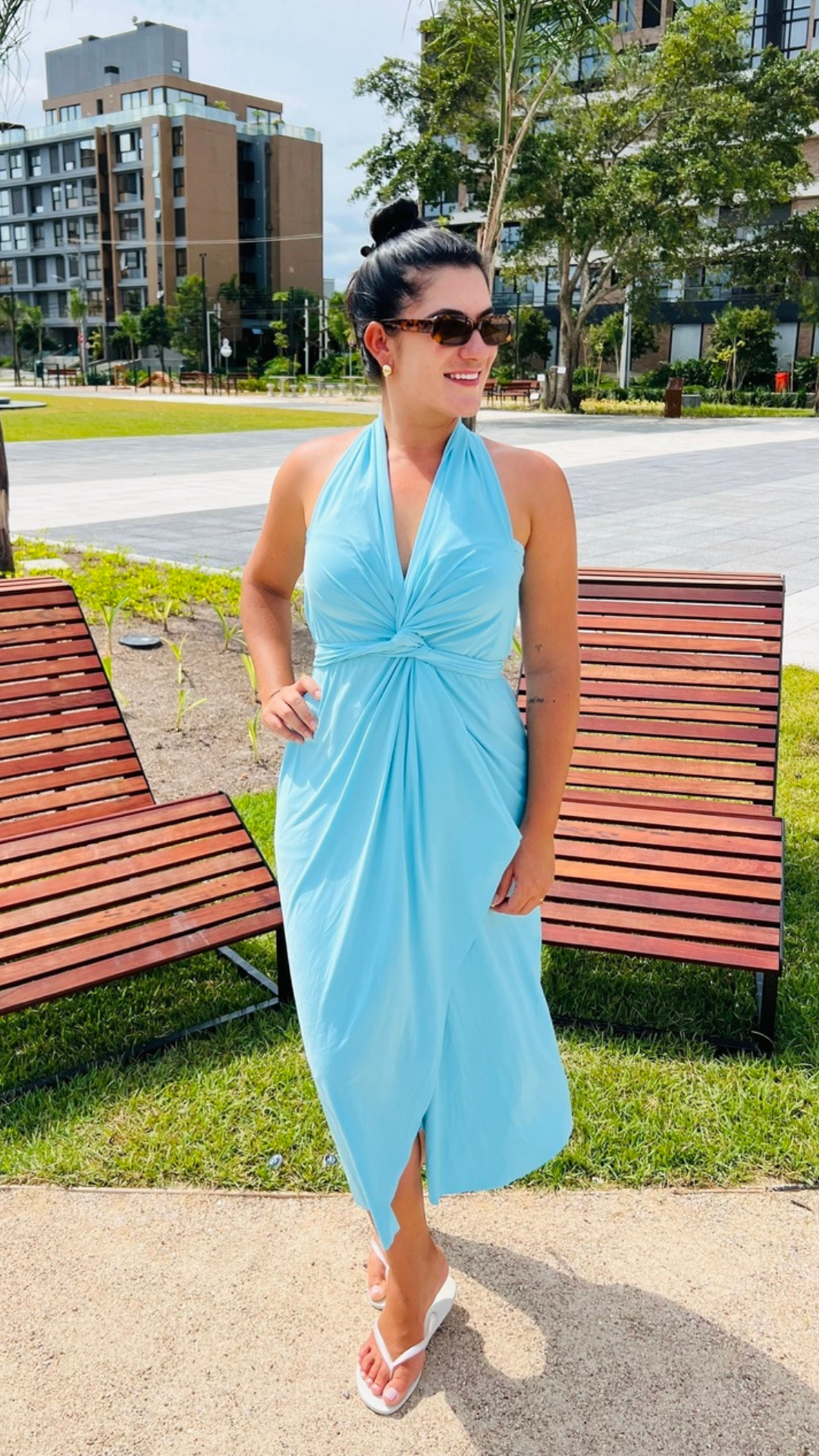 Saída de Praia Mídi Azul Tifany