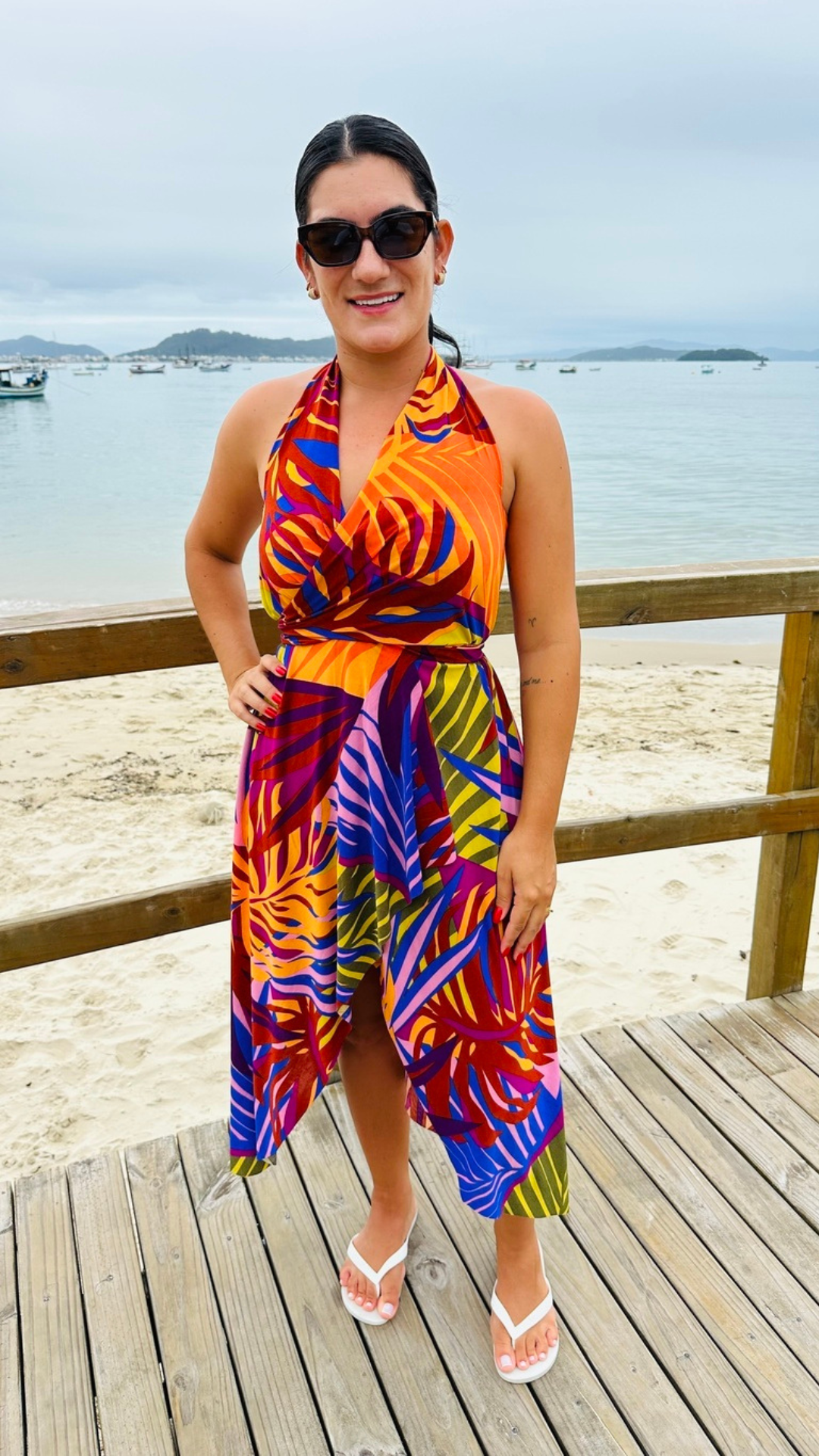 Saída de Praia Midi Estampada