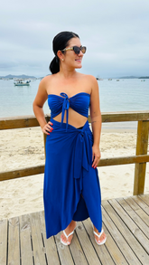 Conjunto Saída Mídi + Top Azul Royal