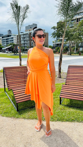Saída de Praia Curta Laranja Neon