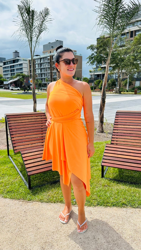Saída de Praia Curta Laranja Neon