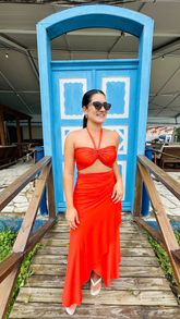 Conjunto Saída Curta + Top Laranja
