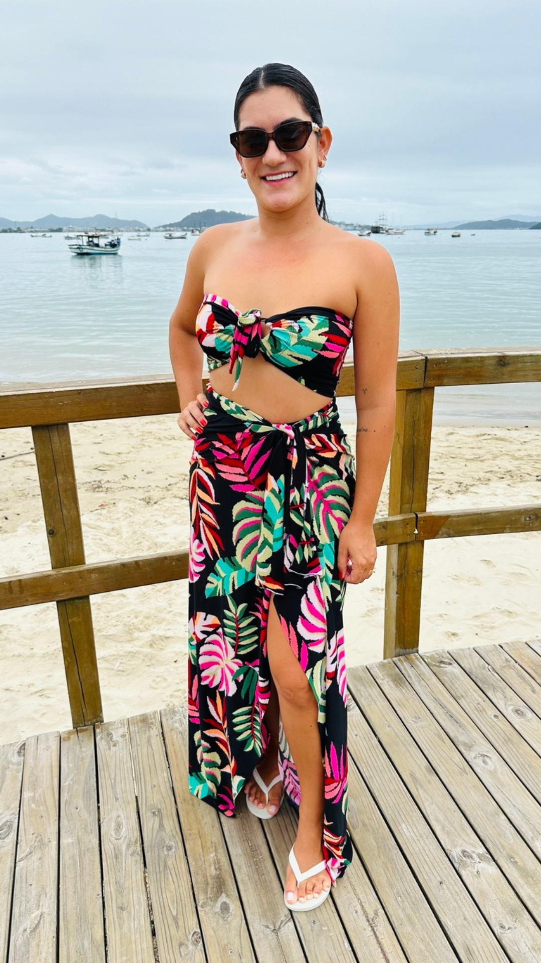 Conjunto Saída Longa + Top Estampado
