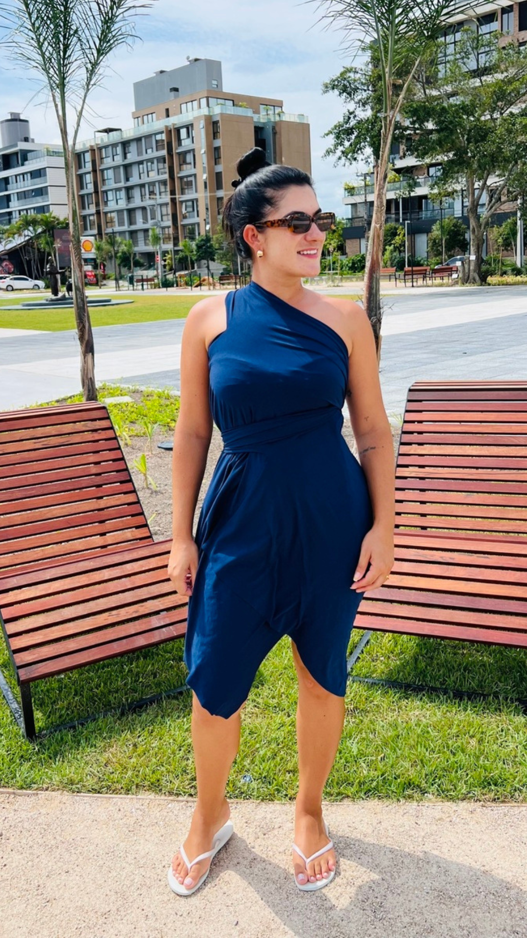 Saída de Praia Curta Azul marinho