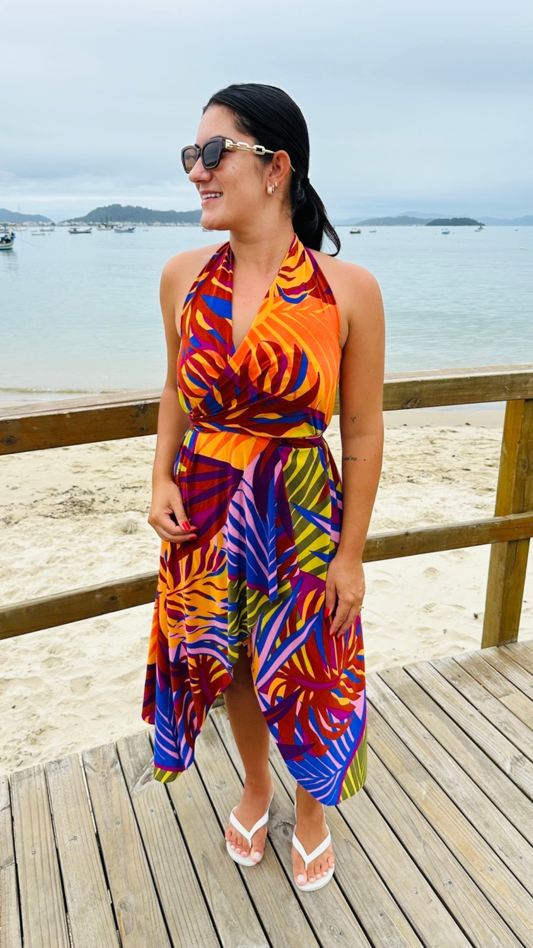 Saída de Praia Midi Estampada