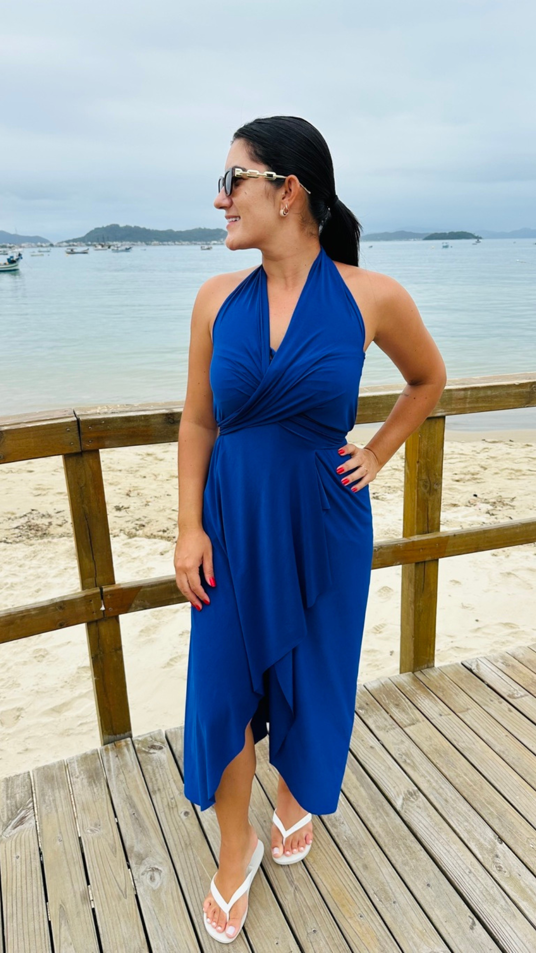 Conjunto Saída Mídi + Top Azul Royal