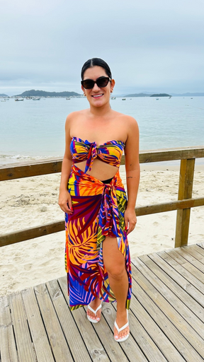 Conjunto Saída Mídi + Top Estampado
