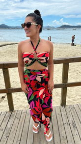 Conjunto Saída Mídi + Top Estampada