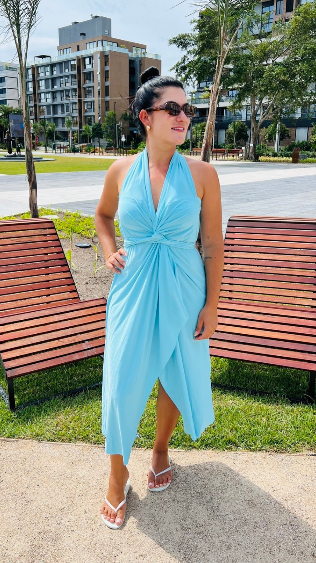 Saída de Praia Mídi Azul Tifany