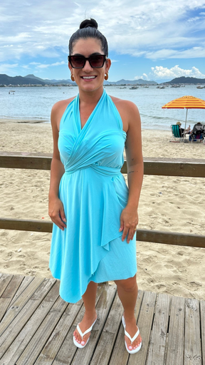 Conjunto Saída Curta + Top Azul Tifany