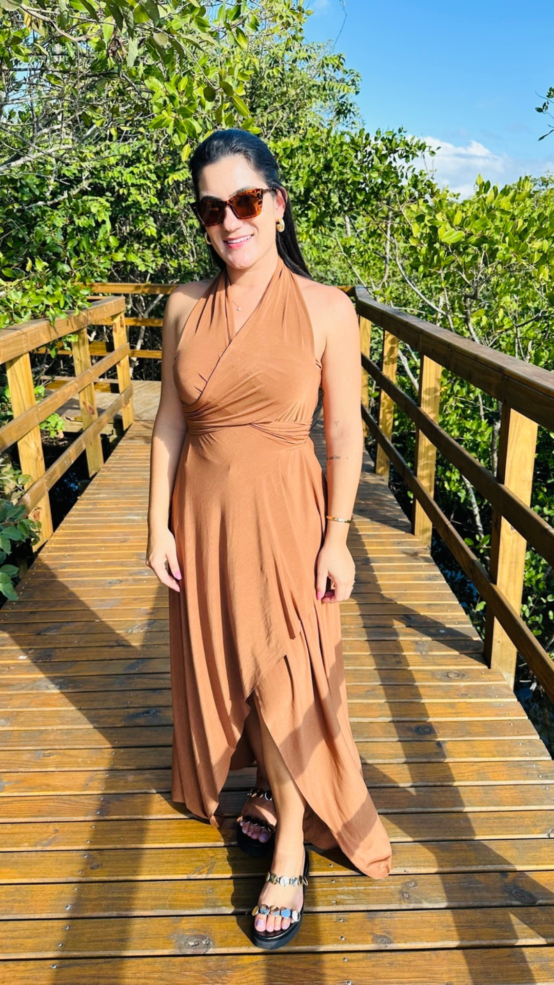 Conjunto Saída Longa + Top Caramelo