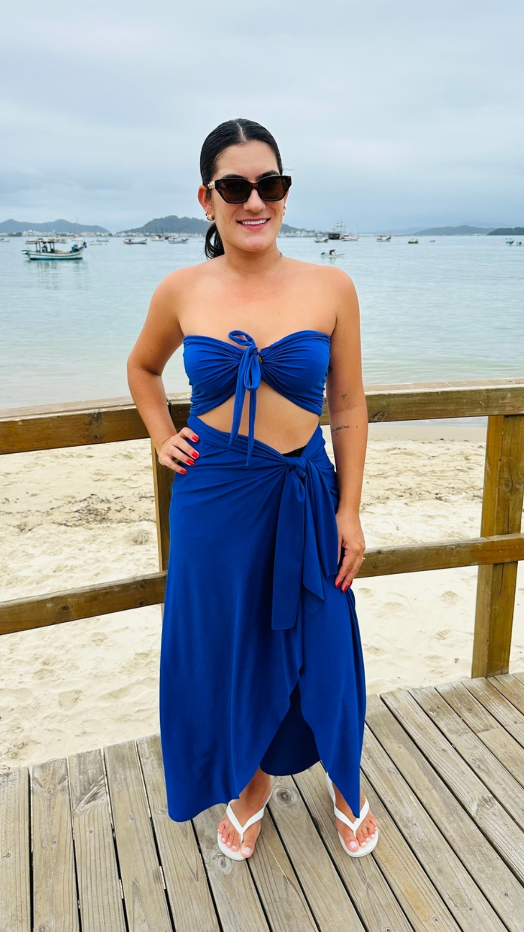 Conjunto Saída Mídi + Top Azul Royal