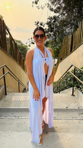 Conjunto Saída Longa + Top Branco