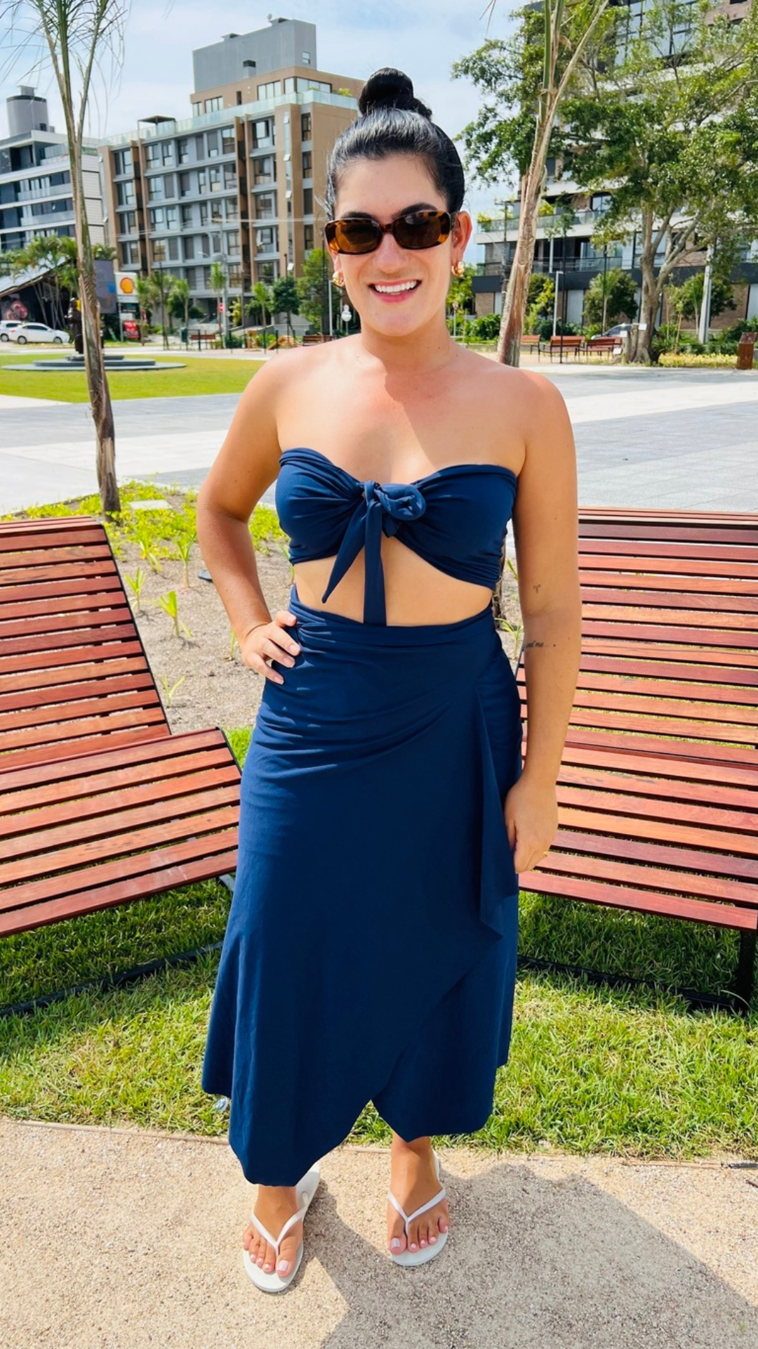 Conjunto Saída Curta + Top Azul marinho