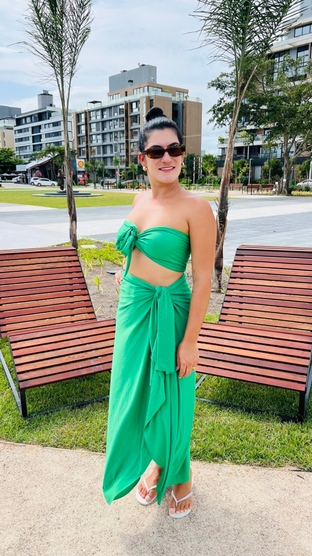 Conjunto Saída Mídi + Top Verde Bandeira